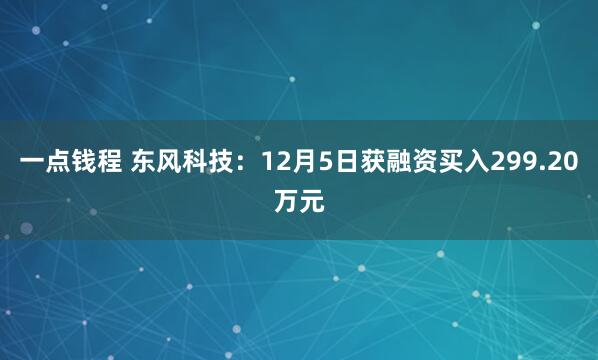 一点钱程 东风科技：12月5日获融资买入299.20万元